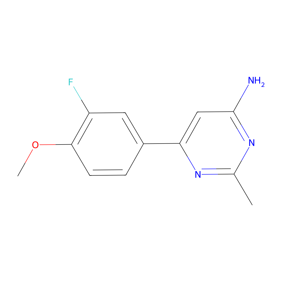 6-(3-Fluoro-4-methoxyphenyl)-2-methylpyrimidin-4-amine molecular structure, CAS 1368883-65-1