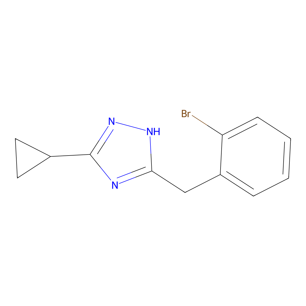 5-((2-bromophenyl)methyl)-3-cyclopropyl-1H-1,2,4-triazole molecular structure, CAS 1368886-77-4