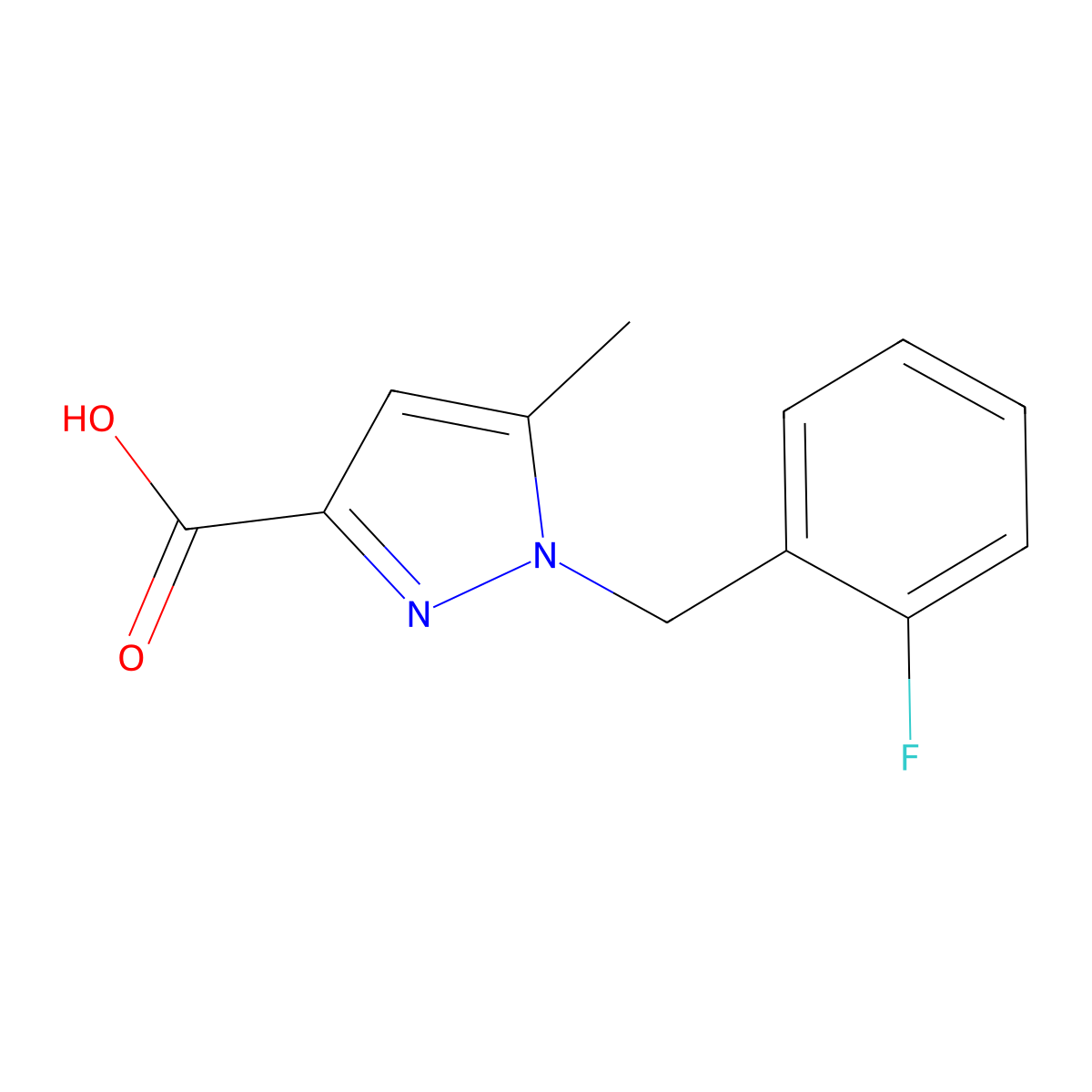 1-(2-Fluorobenzyl)-5-methyl-1H-pyrazole-3-carboxylic acid molecular structure, CAS 1368891-44-4