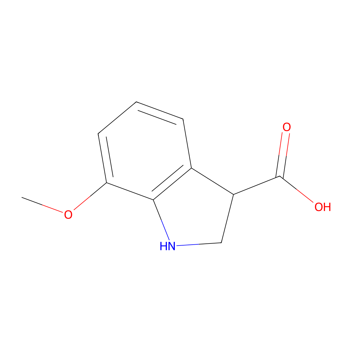 7-methoxy-2,3-dihydro-1H-indole-3-carboxylic acid molecular structure, CAS 1368898-94-5