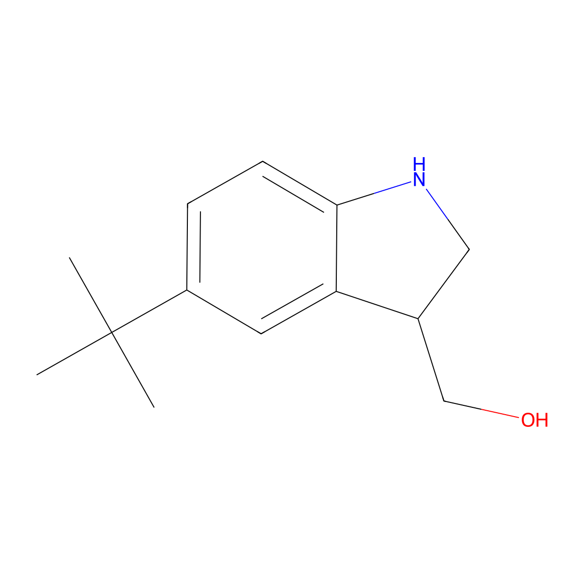 (5-tert-butyl-2,3-dihydro-1H-indol-3-yl)methanol molecular structure, CAS 1368899-91-5
