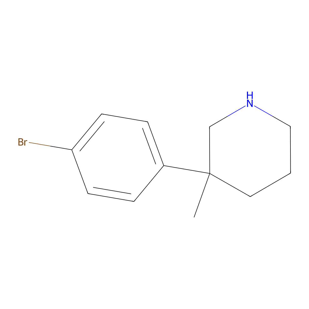 3-(4-Bromophenyl)-3-methylpiperidine molecular structure, CAS 1368900-46-2