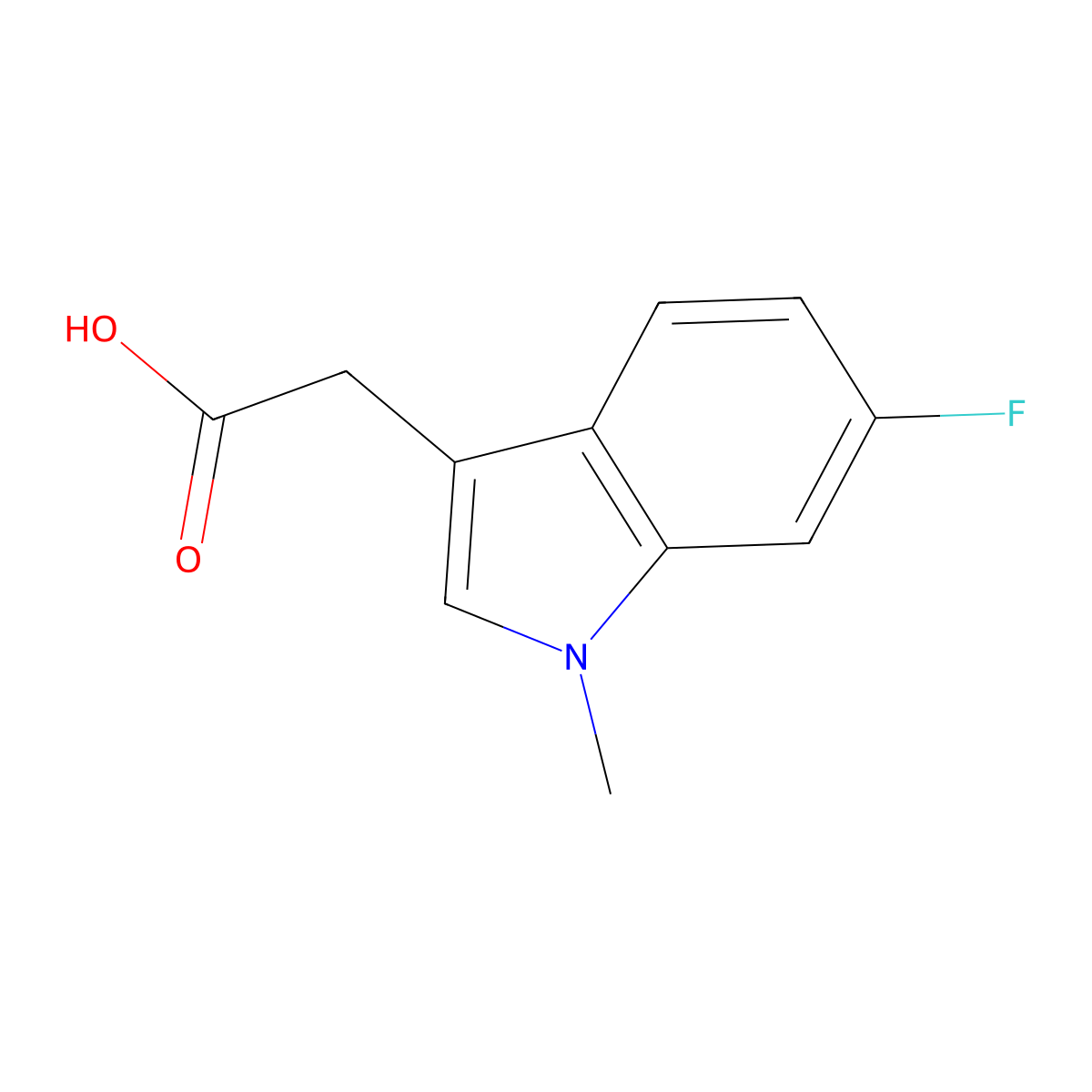2-(6-fluoro-1-methyl-1H-indol-3-yl)acetic acid molecular structure, CAS 1368907-68-9
