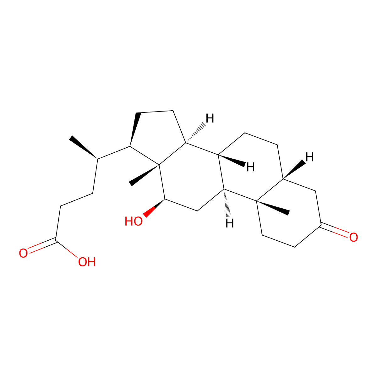 12beta-Hydroxy-3-oxo-5beta-cholan-24-oic Acid molecular structure, CAS 136892-43-8