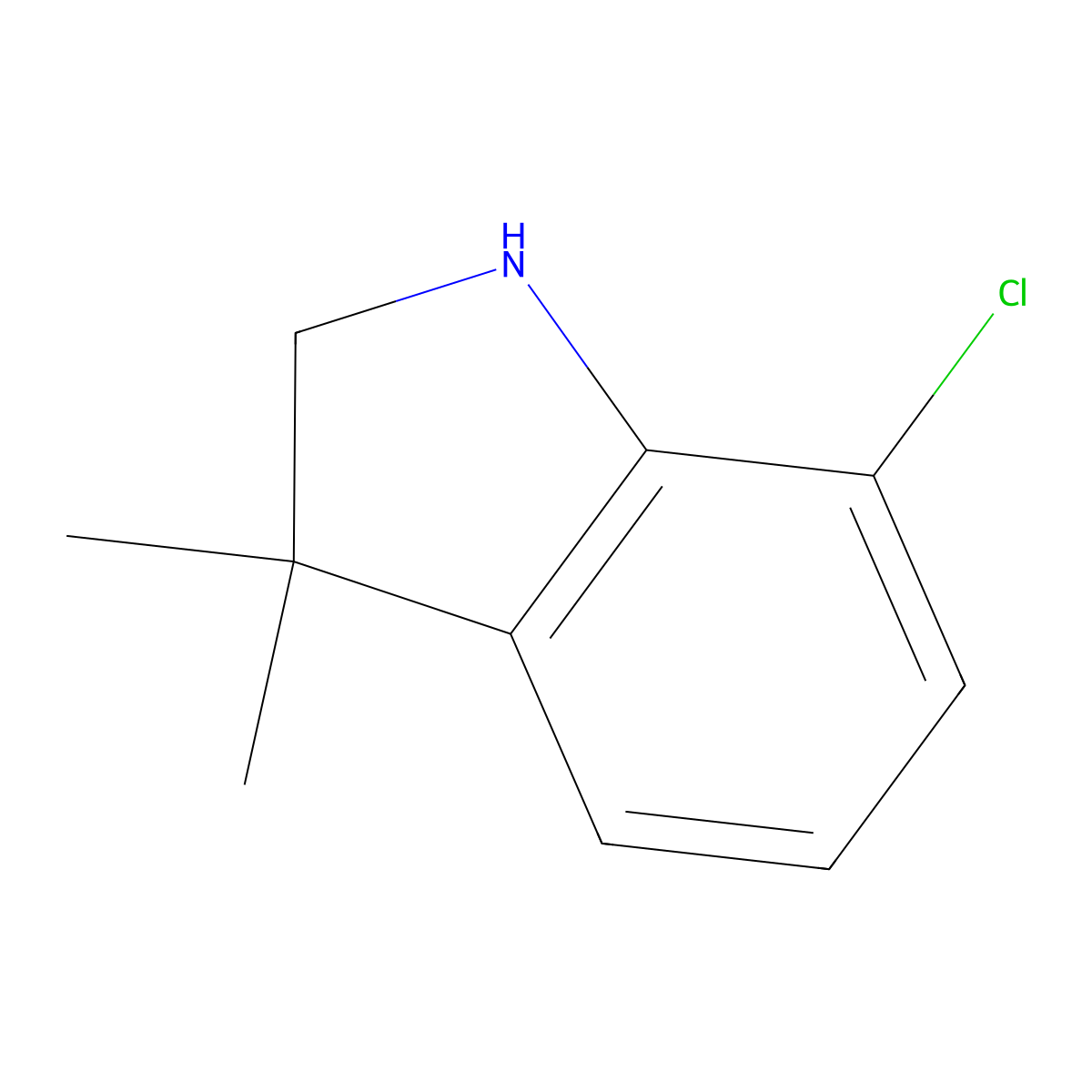 7-chloro-3,3-dimethyl-2,3-dihydro-1H-indole molecular structure, CAS 1368920-38-0