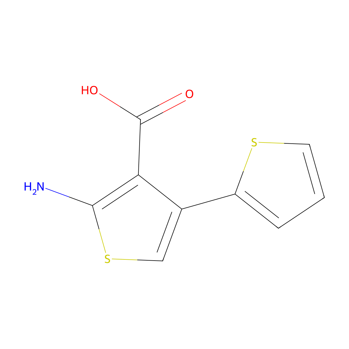 5'-Amino-2,3'-bithiophene-4'-carboxylic acid molecular structure, CAS 1368920-44-8