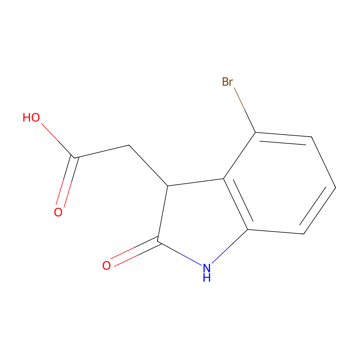 2-(4-bromo-2-oxo-2,3-dihydro-1H-indol-3-yl)acetic acid molecular structure, CAS 1368926-22-0