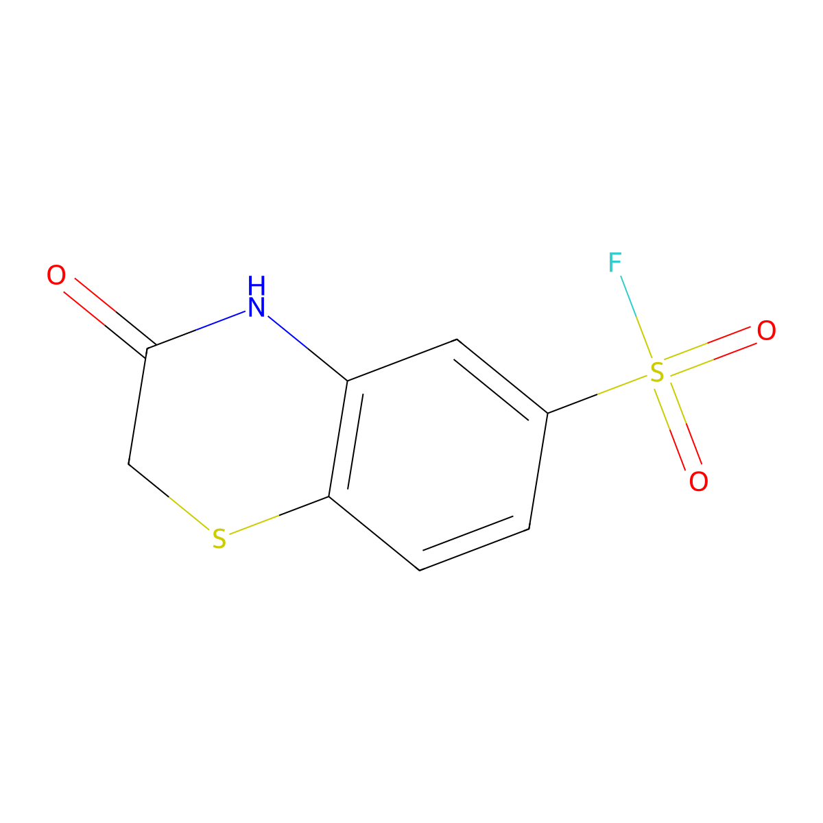 3-oxo-3,4-dihydro-2H-1,4-benzothiazine-6-sulfonyl fluoride molecular structure, CAS 1368927-51-8