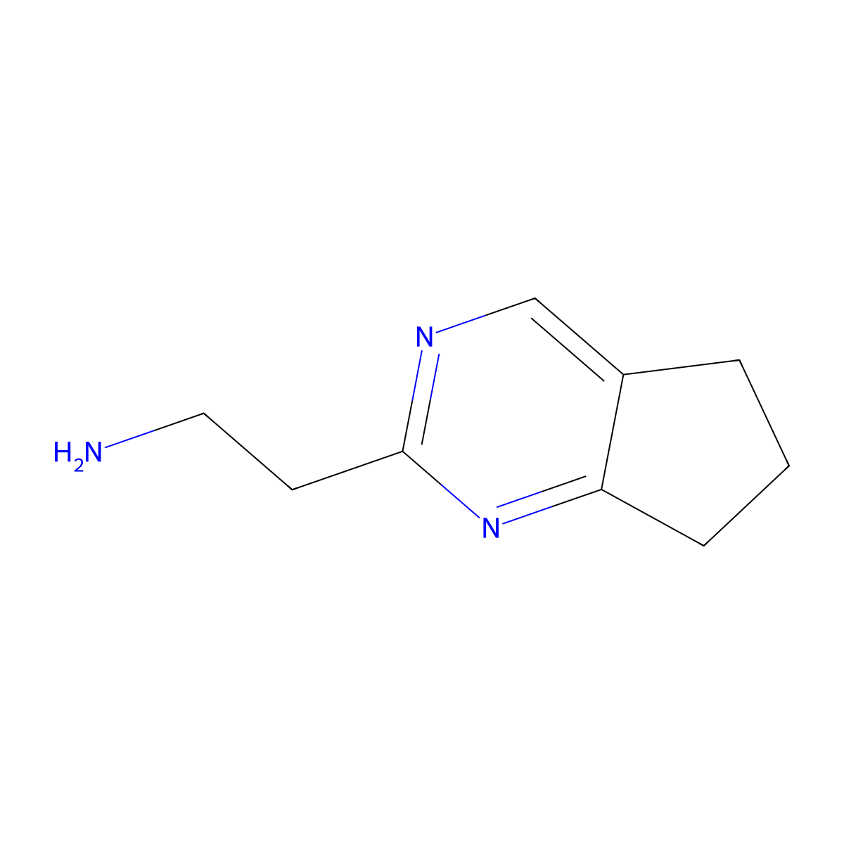 2-{5H,6H,7H-cyclopenta[d]pyrimidin-2-yl}ethan-1-amine molecular structure, CAS 1368932-40-4