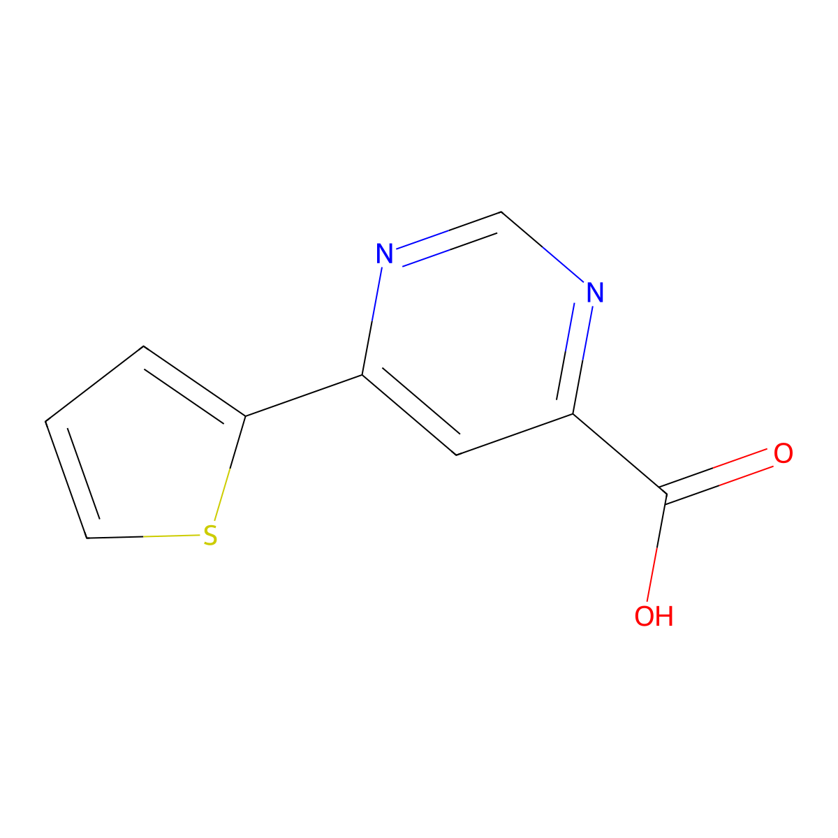 6-(Thiophen-2-yl)pyrimidine-4-carboxylic acid molecular structure, CAS 1368937-03-4