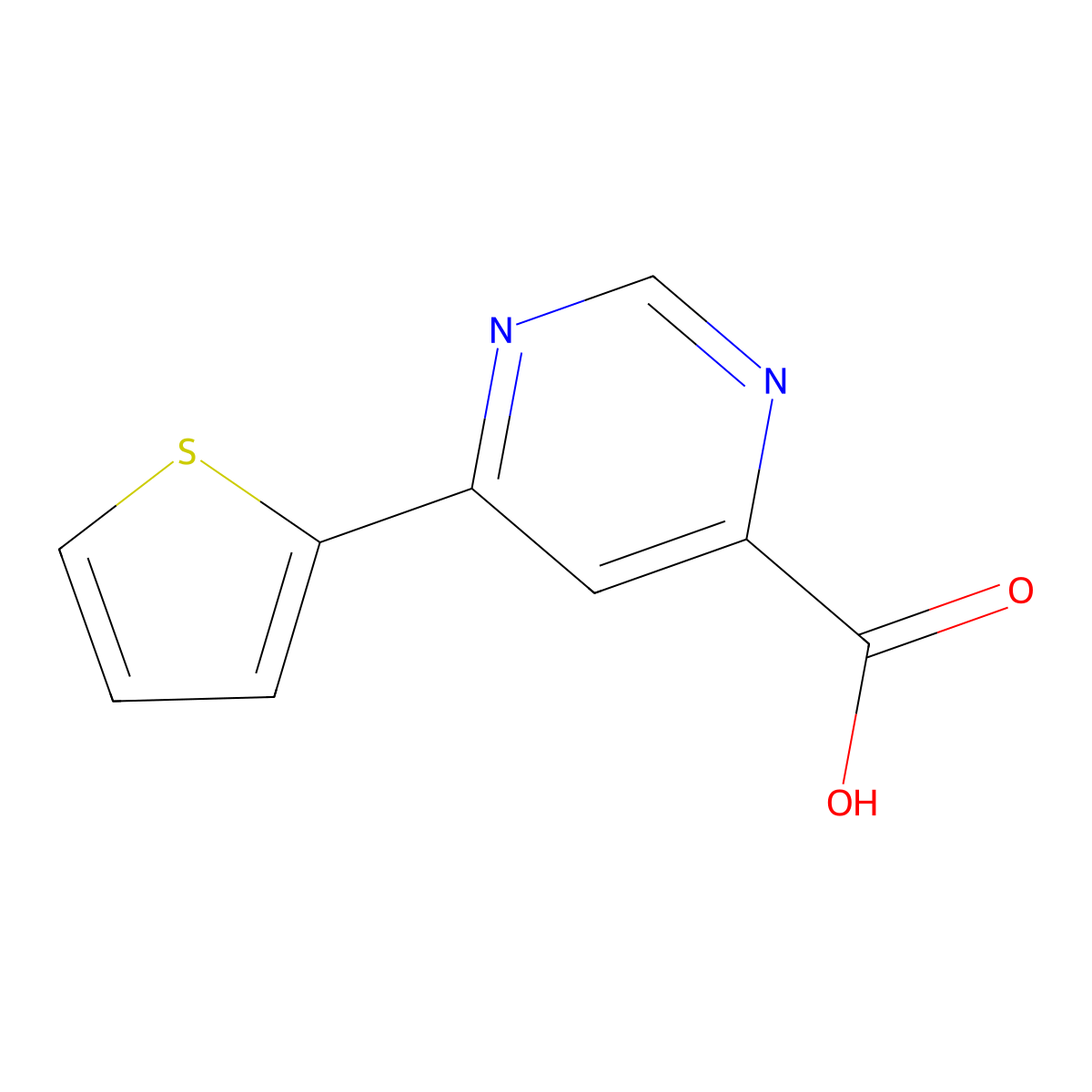 6-(Thiophen-2-yl)pyrimidine-4-carboxylic acid molecular structure, CAS 1368937-03-4