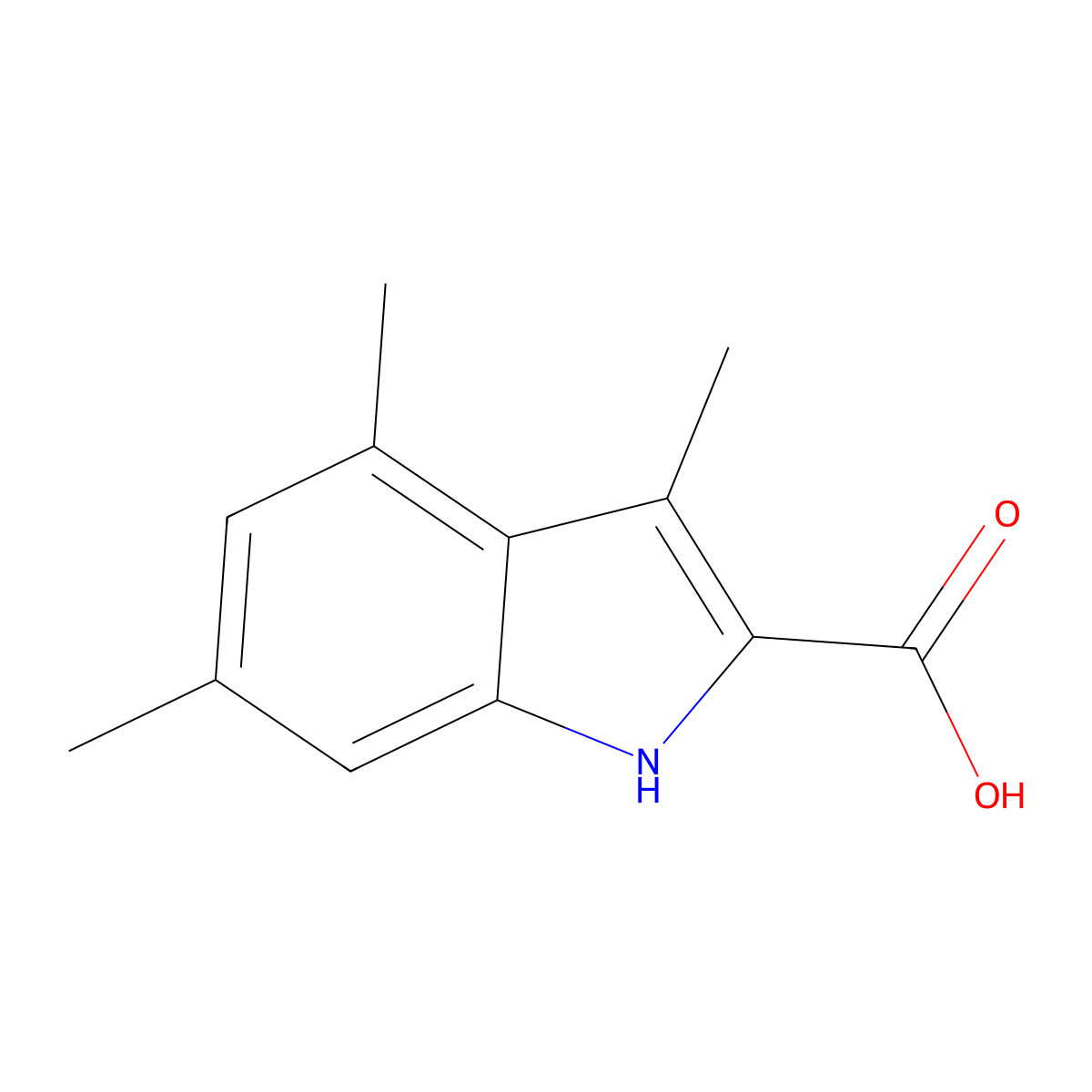 3,4,6-trimethyl-1H-indole-2-carboxylic acid molecular structure, CAS 1368950-70-2