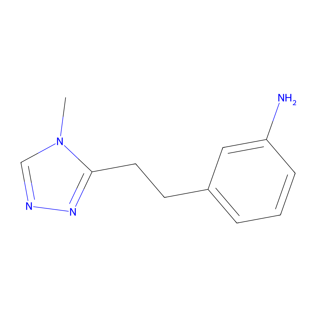 3-(2-(4-methyl-4H-1,2,4-triazol-3-yl)ethyl)aniline molecular structure, CAS 1368951-98-7