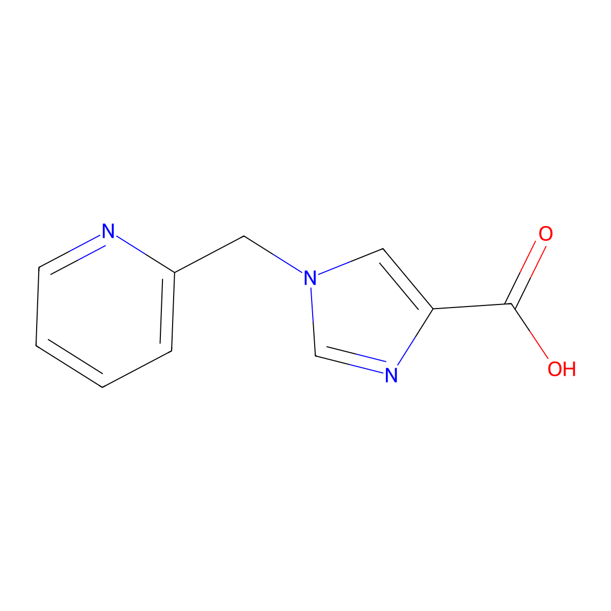 1-(Pyridin-2-ylmethyl)-1H-imidazole-4-carboxylic acid molecular structure, CAS 1368952-41-3