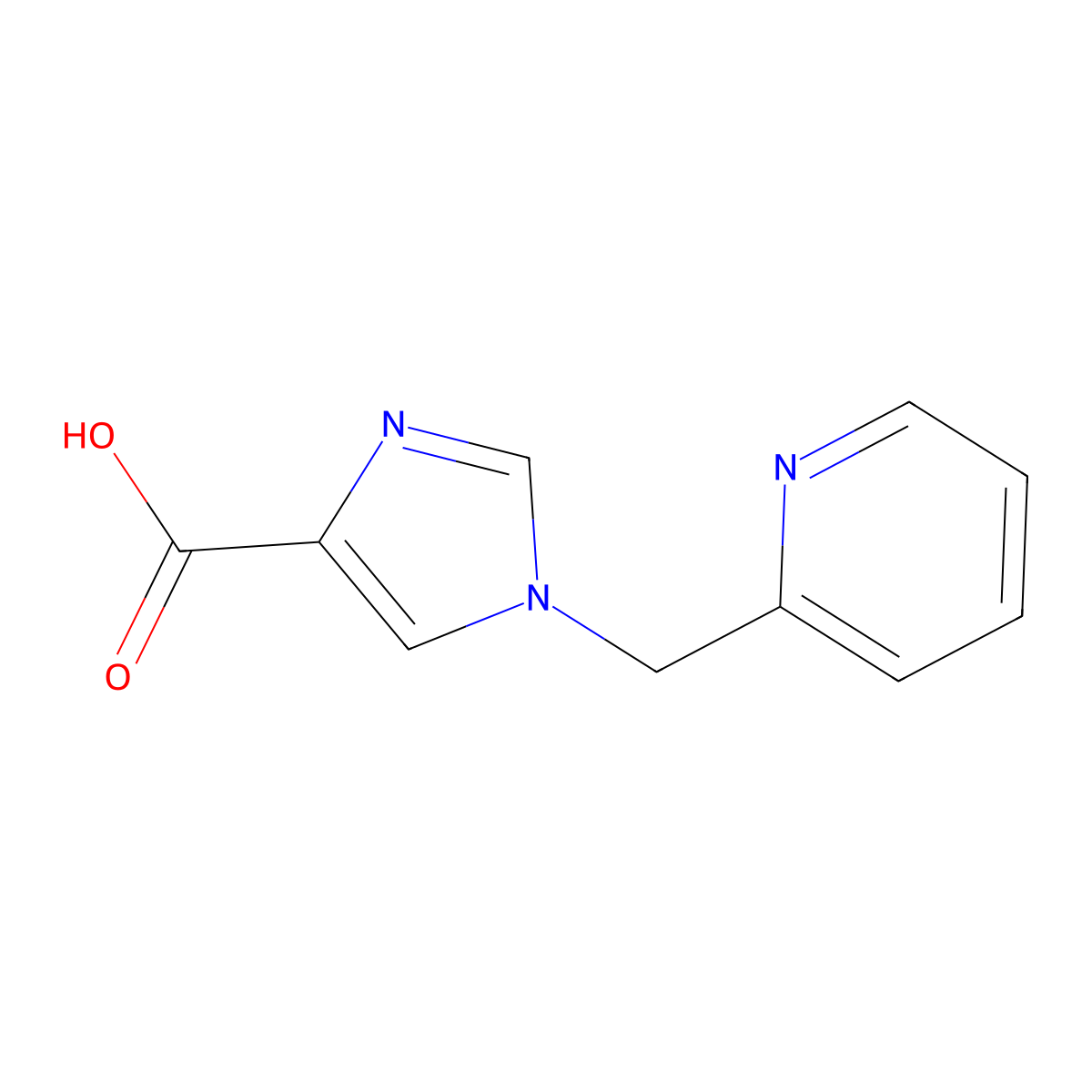 1-(Pyridin-2-ylmethyl)-1H-imidazole-4-carboxylic acid molecular structure, CAS 1368952-41-3