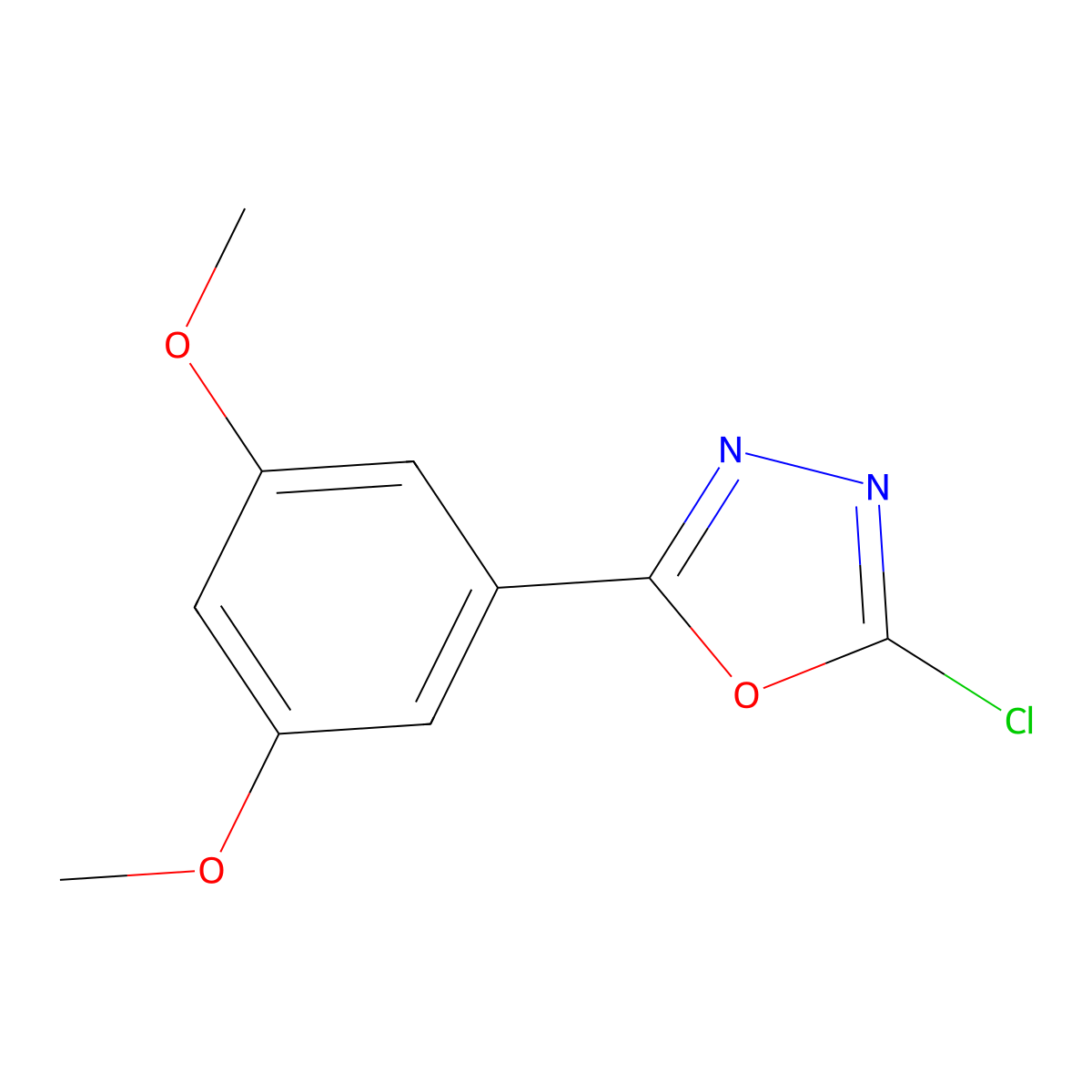 2-Chloro-5-(3,5-dimethoxyphenyl)-1,3,4-oxadiazole molecular structure, CAS 1368959-15-2