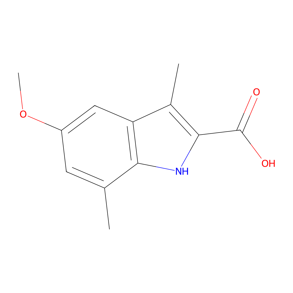 5-methoxy-3,7-dimethyl-1H-indole-2-carboxylic acid molecular structure, CAS 1368961-02-7