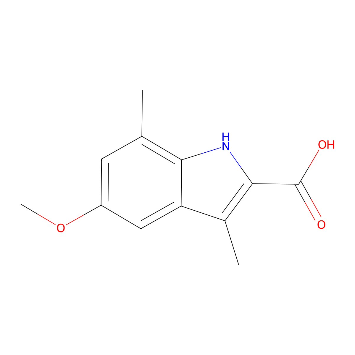 5-methoxy-3,7-dimethyl-1H-indole-2-carboxylic acid molecular structure, CAS 1368961-02-7
