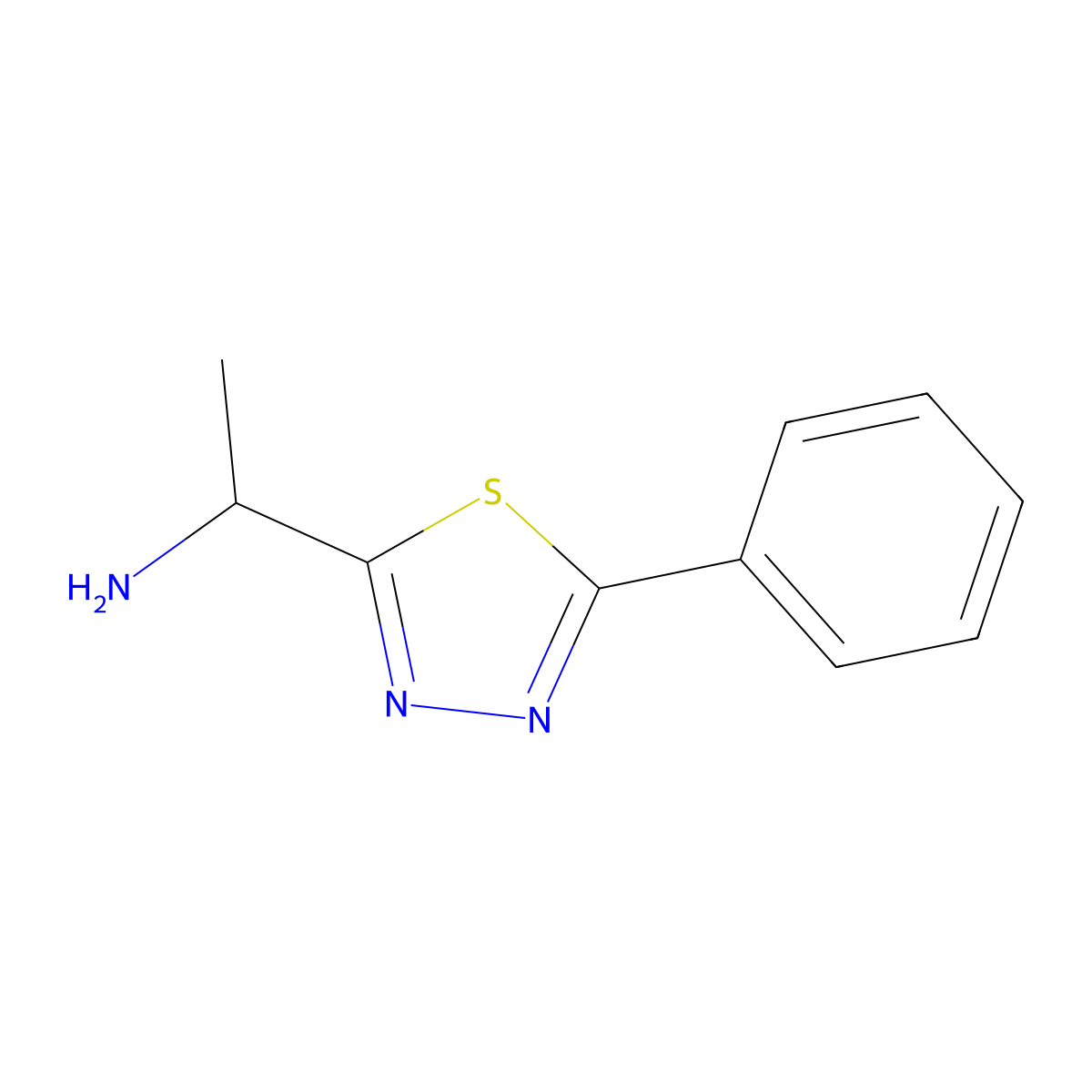 1-(5-Phenyl-1,3,4-thiadiazol-2-yl)ethan-1-amine molecular structure, CAS 1368961-36-7