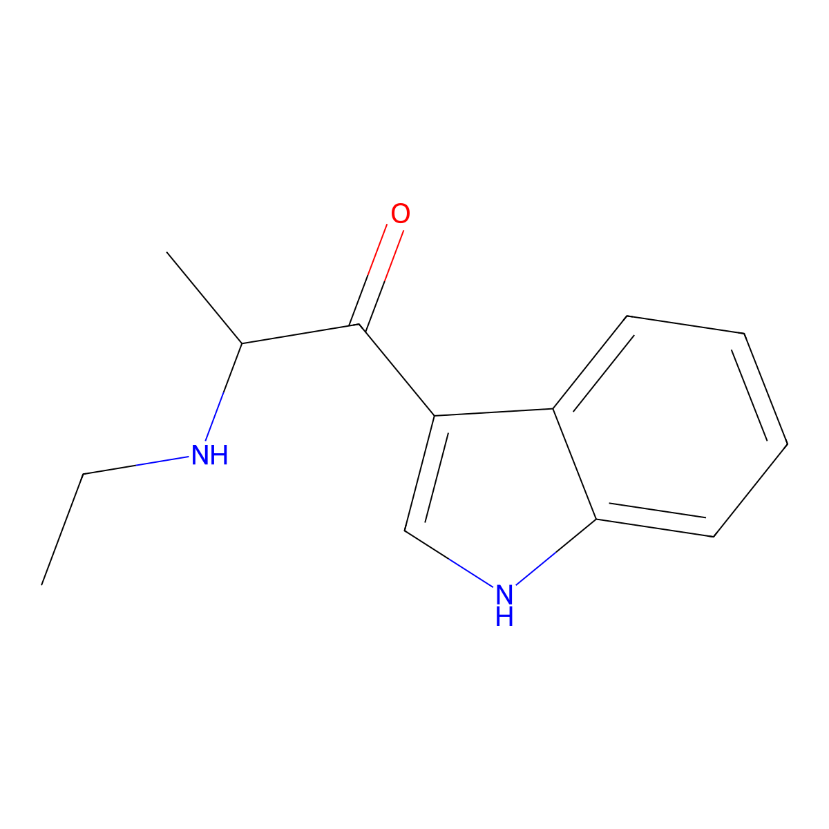 2-(ethylamino)-1-(1H-indol-3-yl)propan-1-one molecular structure, CAS 1368961-46-9