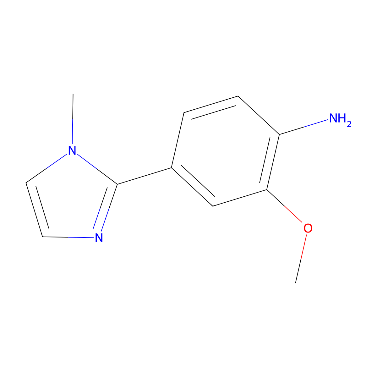 2-Methoxy-4-(1-methyl-1H-imidazol-2-yl)benzenamine molecular structure, CAS 1368965-73-4