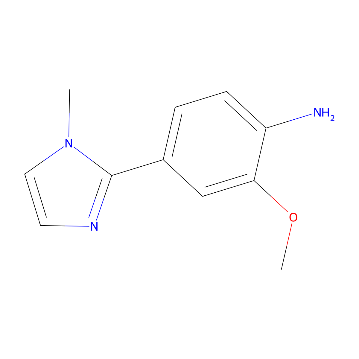 2-Methoxy-4-(1-methyl-1H-imidazol-2-yl)benzenamine molecular structure, CAS 1368965-73-4