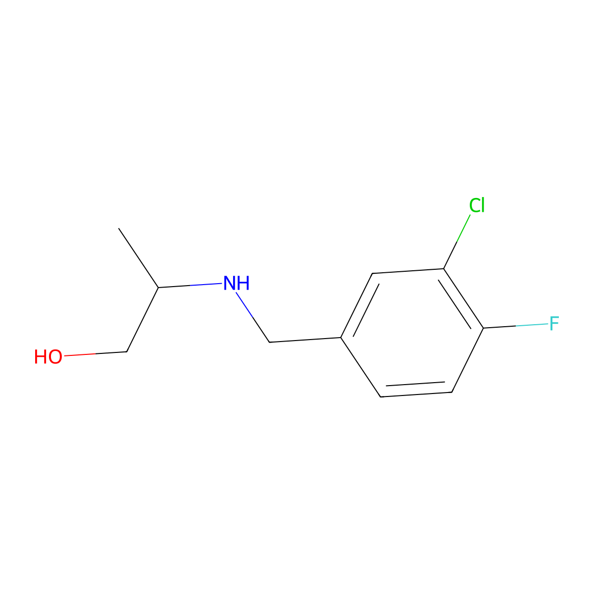 2-{[(3-Chloro-4-fluorophenyl)methyl]amino}propan-1-ol molecular structure, CAS 1368974-80-4