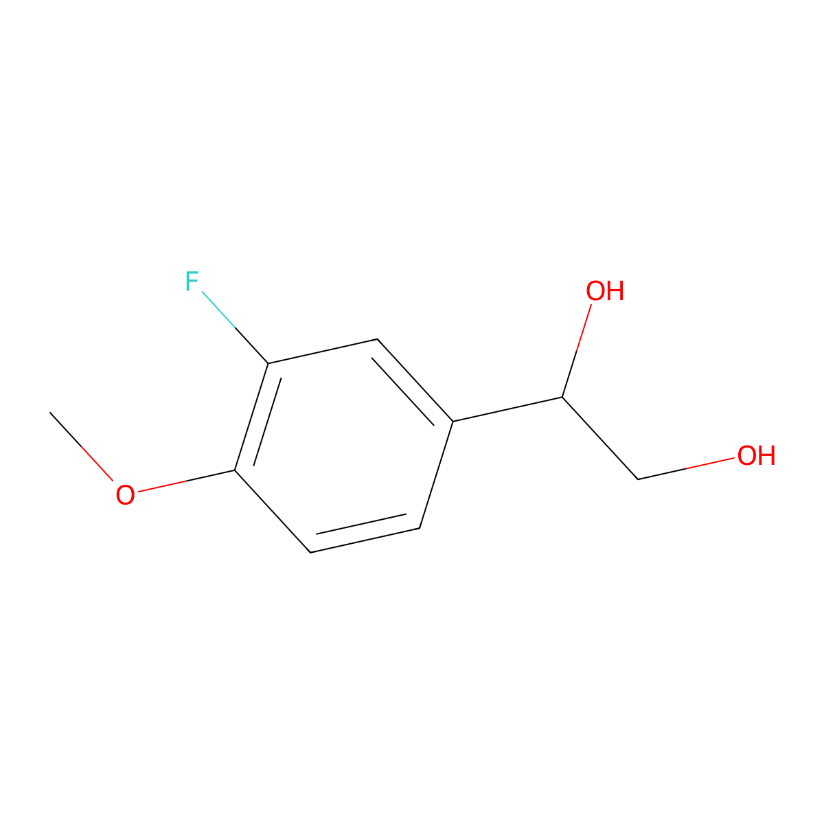 1-(3-Fluoro-4-methoxyphenyl)ethane-1,2-diol molecular structure, CAS 1368978-43-1