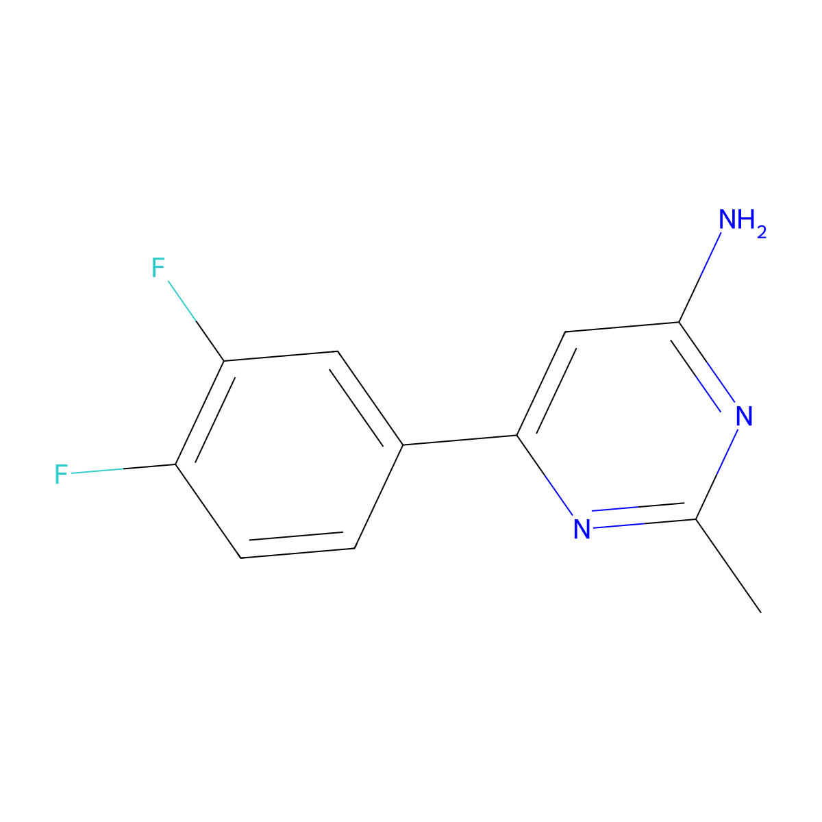 6-(3,4-Difluorophenyl)-2-methylpyrimidin-4-amine molecular structure, CAS 1368986-21-3