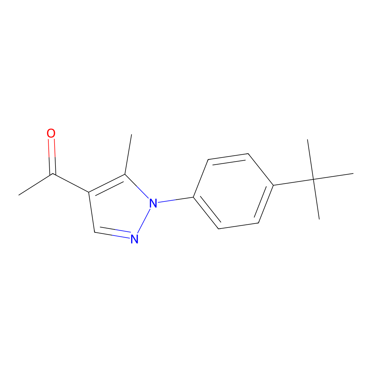 1-[1-(4-tert-butylphenyl)-5-methyl-1H-pyrazol-4-yl]ethan-1-one molecular structure, CAS 1368986-28-0