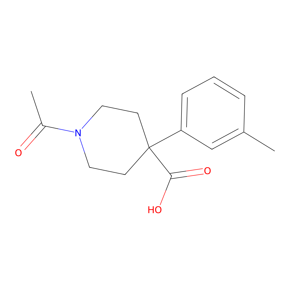 1-Acetyl-4-(3-methylphenyl)piperidine-4-carboxylic acid molecular structure, CAS 1368987-43-2