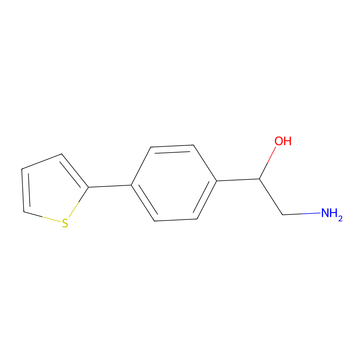 2-Amino-1-[4-(thiophen-2-yl)phenyl]ethan-1-ol molecular structure, CAS 1368993-33-2