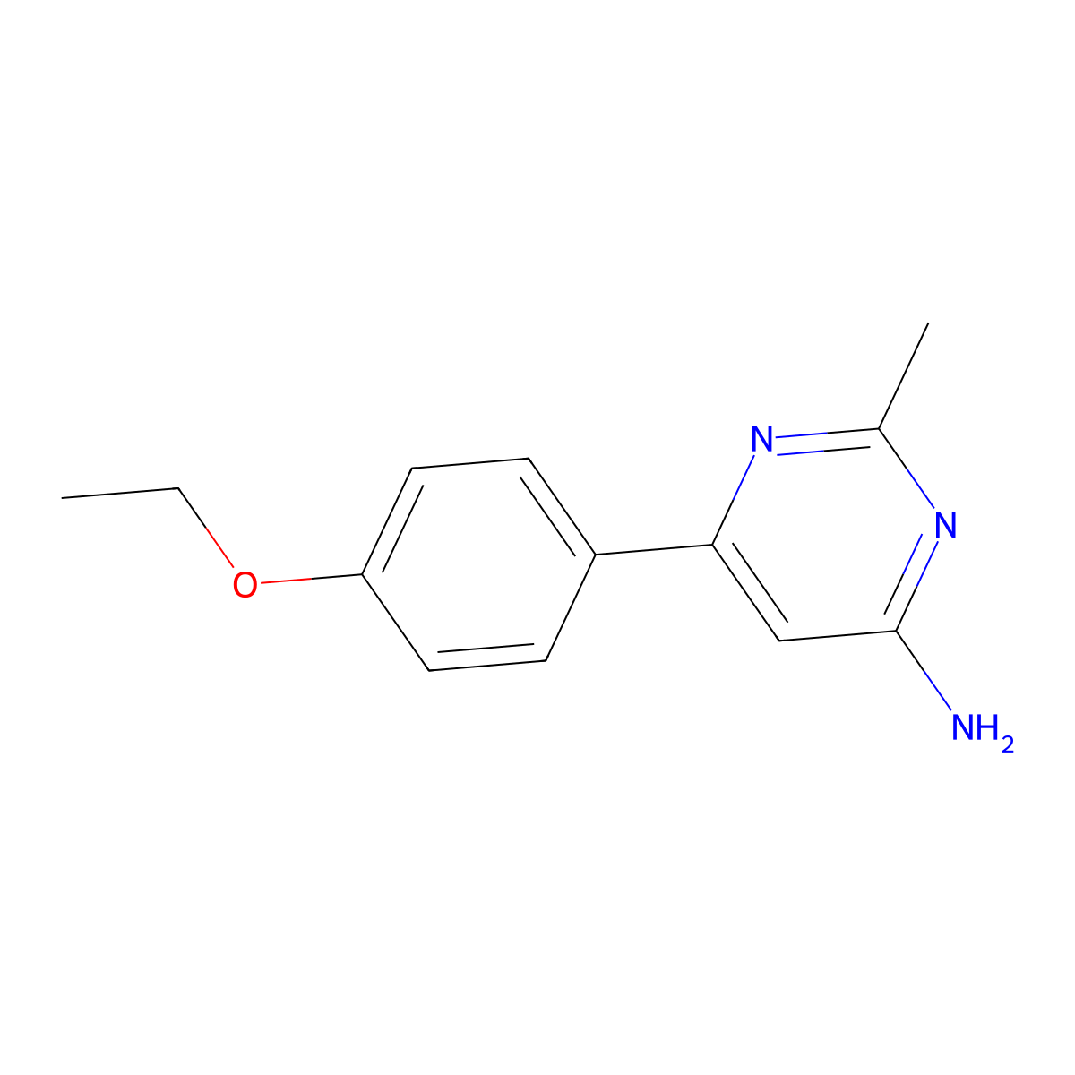6-(4-Ethoxyphenyl)-2-methylpyrimidin-4-amine molecular structure, CAS 1368995-70-3