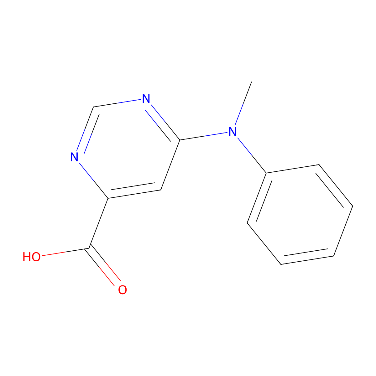 6-[Methyl(phenyl)amino]pyrimidine-4-carboxylic acid molecular structure, CAS 1368996-64-8