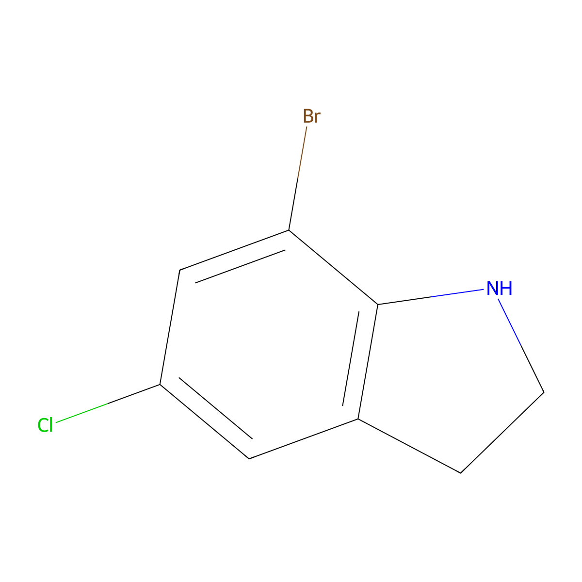 7-Bromo-5-chloroindoline molecular structure, CAS 1368999-30-7