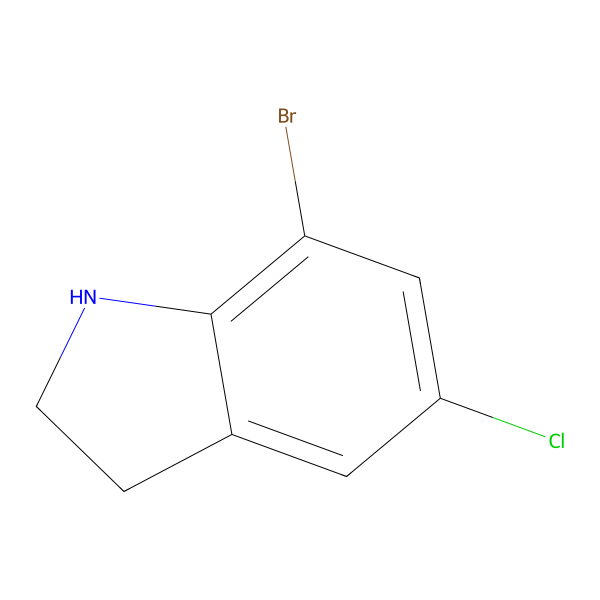 7-Bromo-5-chloroindoline molecular structure, CAS 1368999-30-7