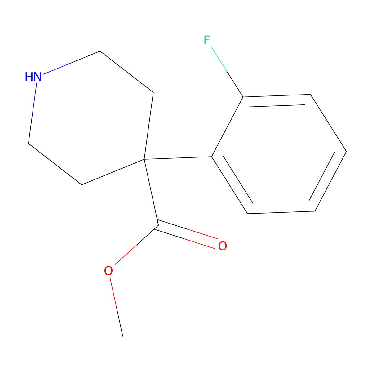 Methyl 4-(2-fluorophenyl)piperidine-4-carboxylate molecular structure, CAS 1369002-58-3