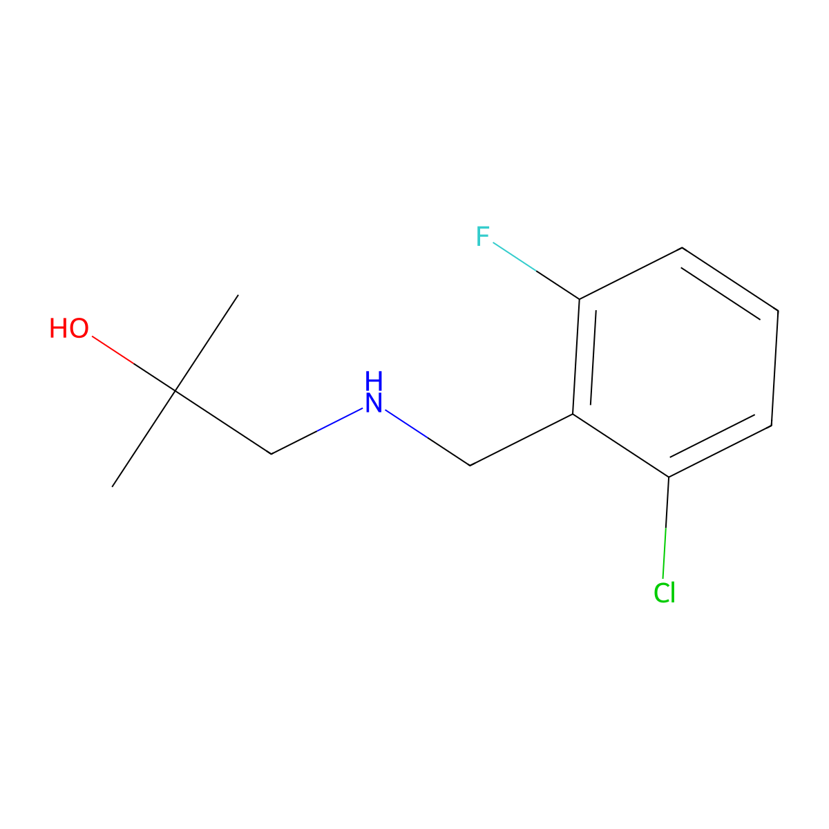 1-{[(2-Chloro-6-fluorophenyl)methyl]amino}-2-methylpropan-2-ol molecular structure, CAS 1369020-46-1
