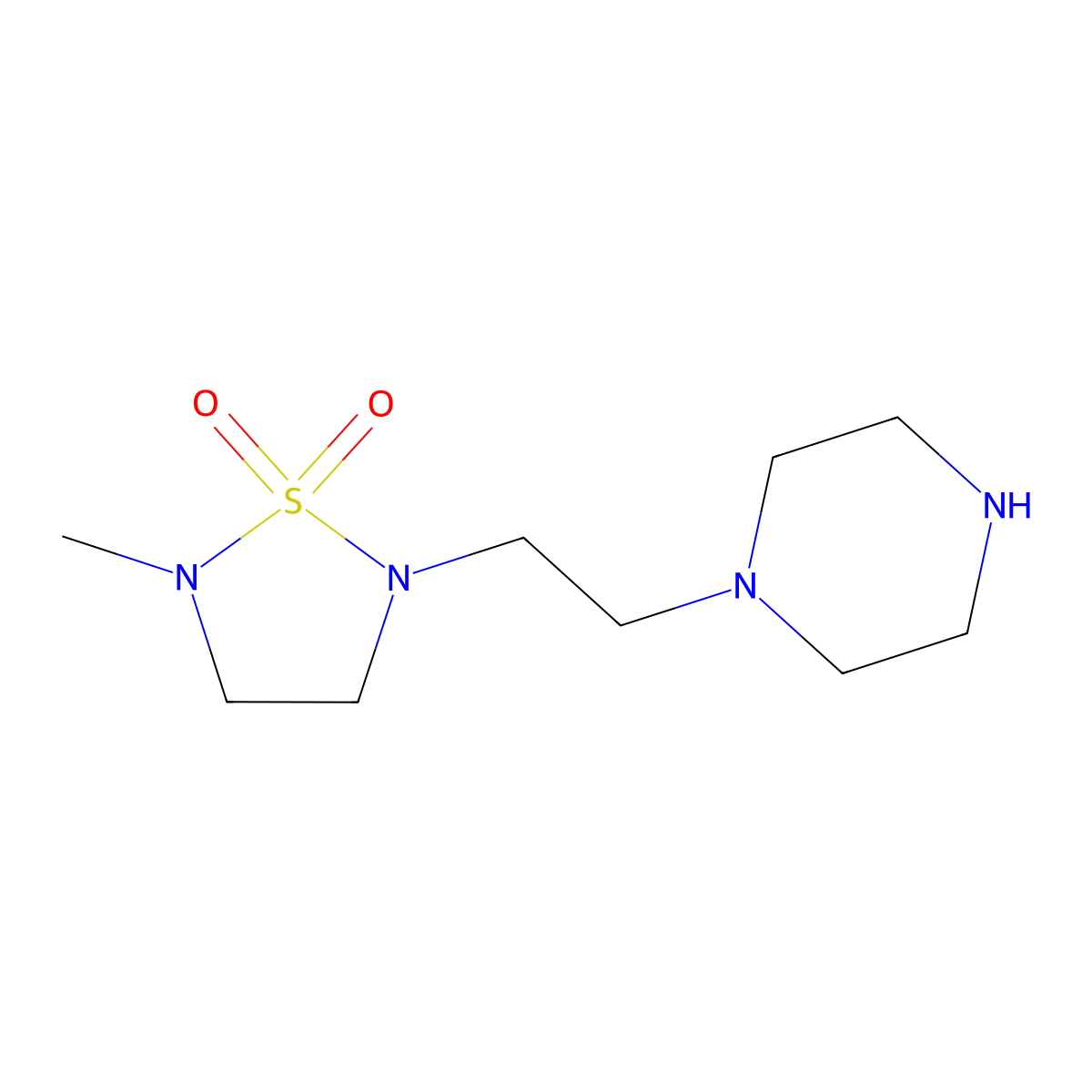 2-Methyl-5-[2-(piperazin-1-yl)ethyl]-1$l^{6},2,5-thiadiazolidine-1,1-dione molecular structure, CAS 1369028-84-1