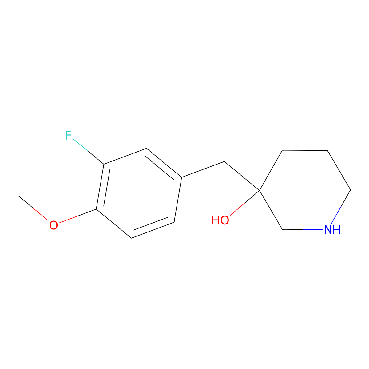 3-[(3-Fluoro-4-methoxyphenyl)methyl]piperidin-3-ol molecular structure, CAS 1369032-84-7