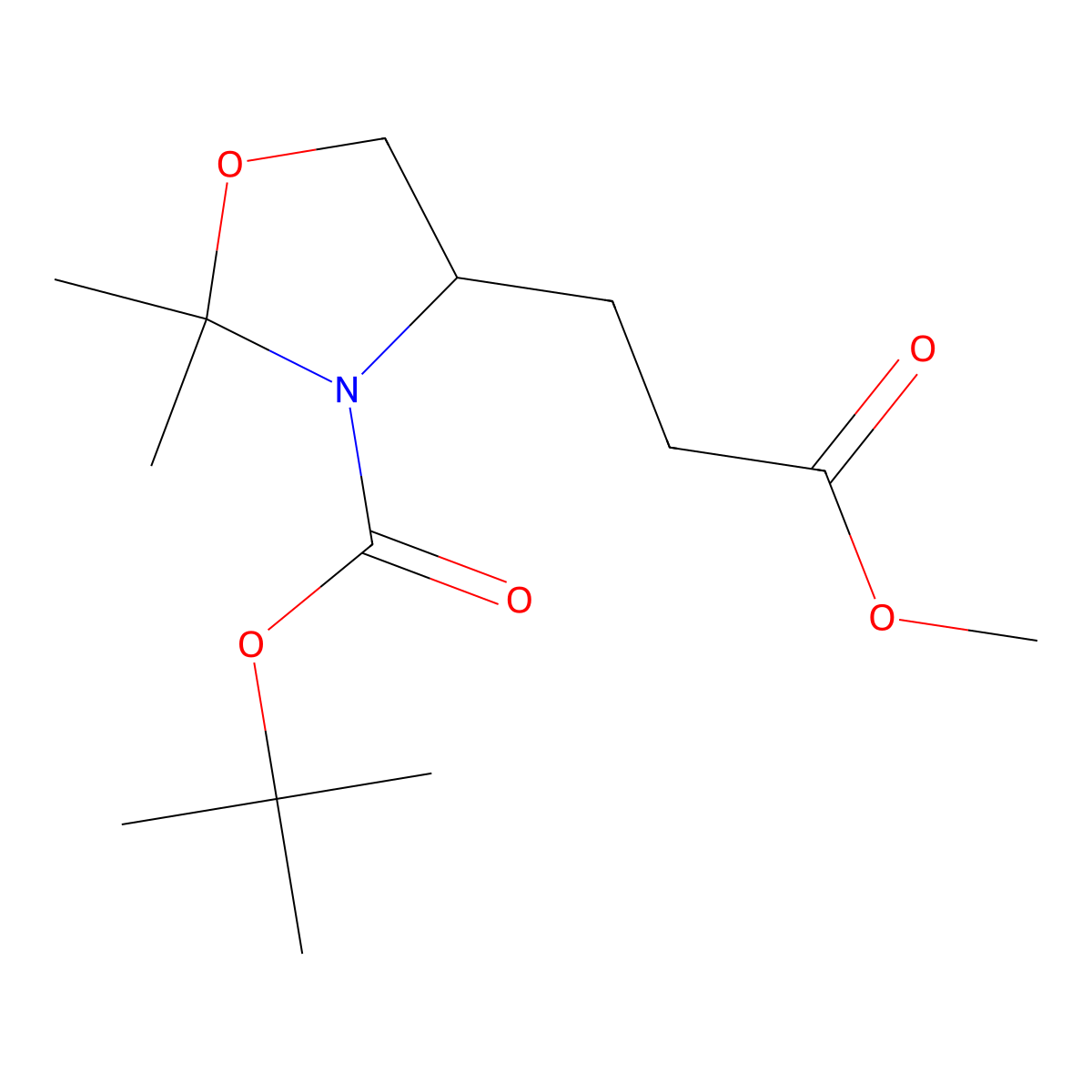 Methyl (S)-3-Boc-2,2-dimethyloxazolidine-4-propanoate molecular structure, CAS 136904-77-3