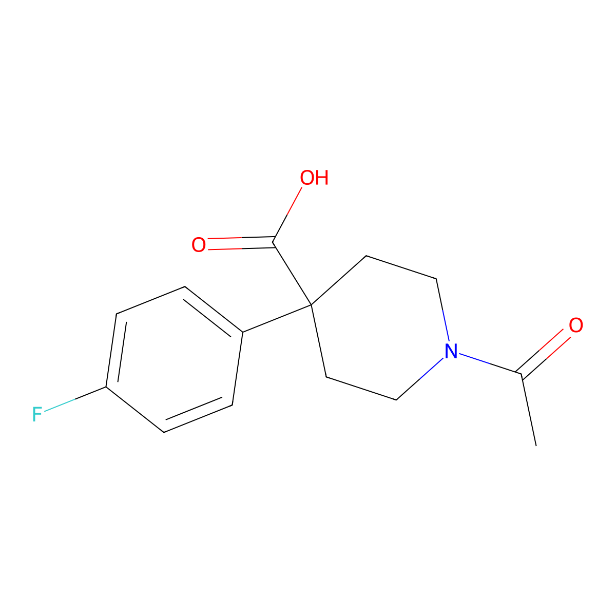 1-Acetyl-4-(4-fluorophenyl)piperidine-4-carboxylic acid molecular structure, CAS 1369051-06-8