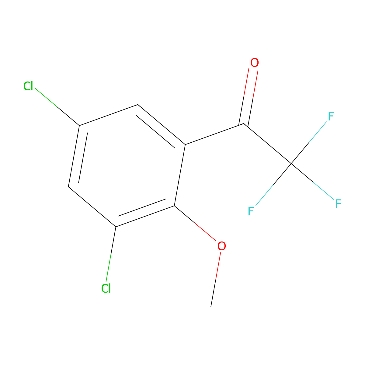 1-(3,5-Dichloro-2-methoxyphenyl)-2,2,2-trifluoroethan-1-one molecular structure, CAS 1369072-06-9