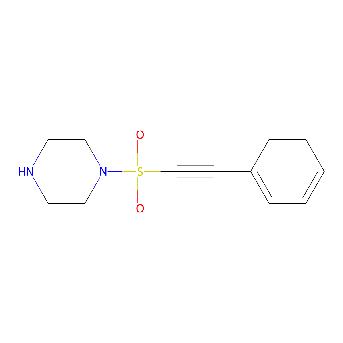 1-(Phenylethynesulfonyl)piperazine molecular structure, CAS 1369072-59-2