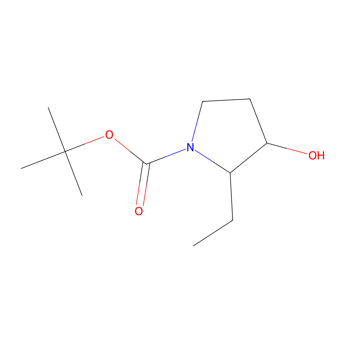 Tert-butyl 2-ethyl-3-hydroxypyrrolidine-1-carboxylate molecular structure, CAS 1369084-43-4