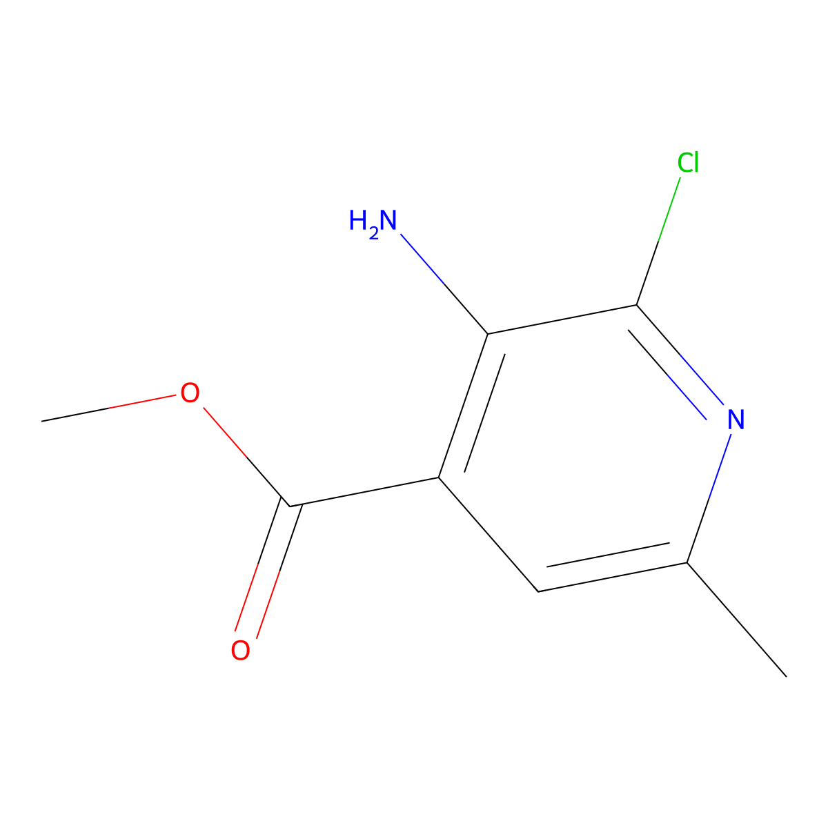 Methyl 3-amino-2-chloro-6-methylpyridine-4-carboxylate molecular structure, CAS 1369085-33-5