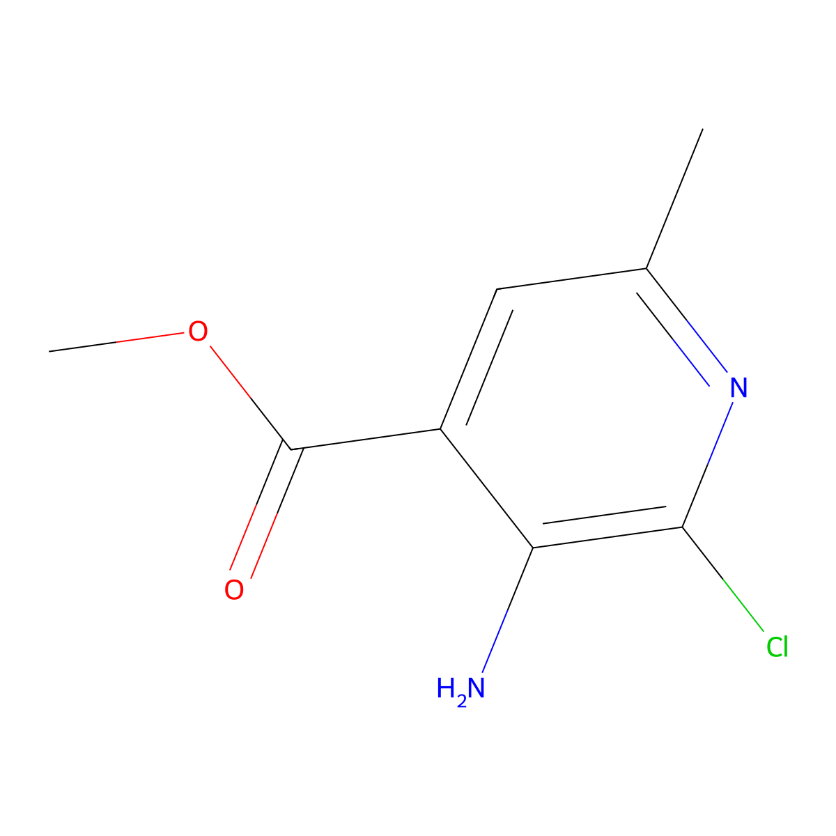 Methyl 3-amino-2-chloro-6-methylpyridine-4-carboxylate molecular structure, CAS 1369085-33-5