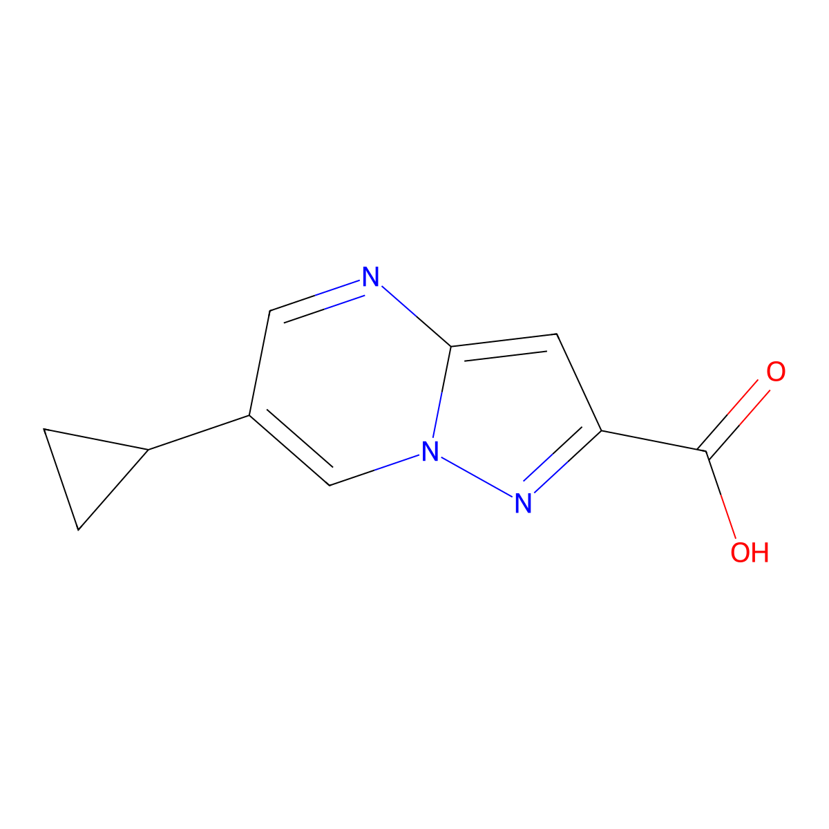 6-Cyclopropylpyrazolo(1,5-a)pyrimidine-2-carboxylic acid molecular structure, CAS 1369088-80-1