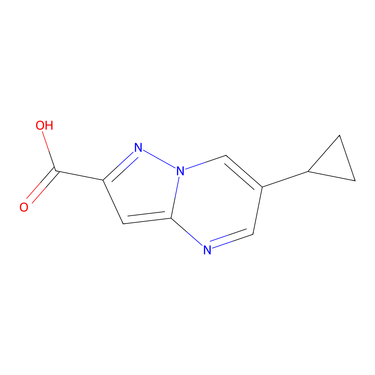 6-Cyclopropylpyrazolo(1,5-a)pyrimidine-2-carboxylic acid molecular structure, CAS 1369088-80-1