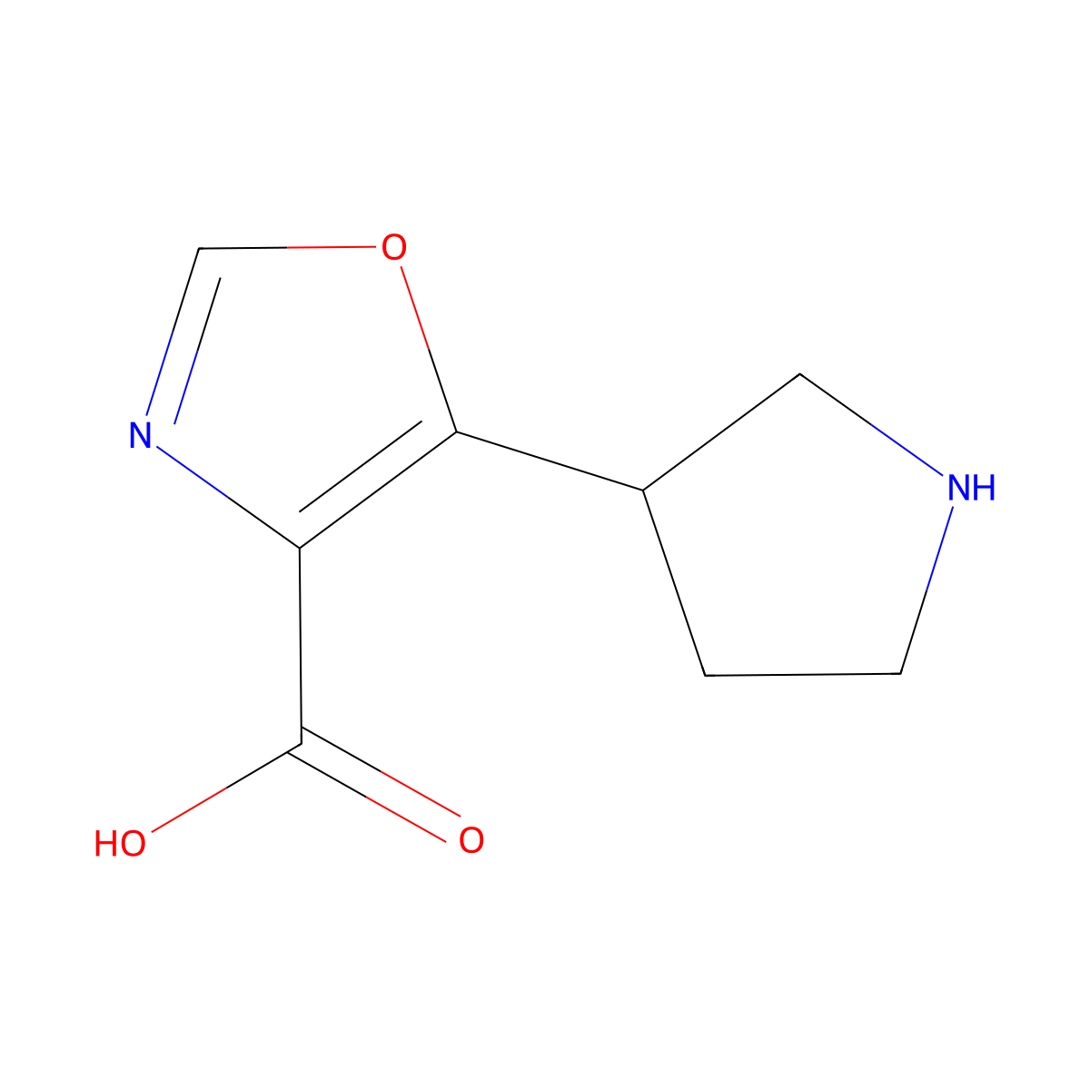 5-(Pyrrolidin-3-yl)-1,3-oxazole-4-carboxylic acid molecular structure, CAS 1369096-39-8